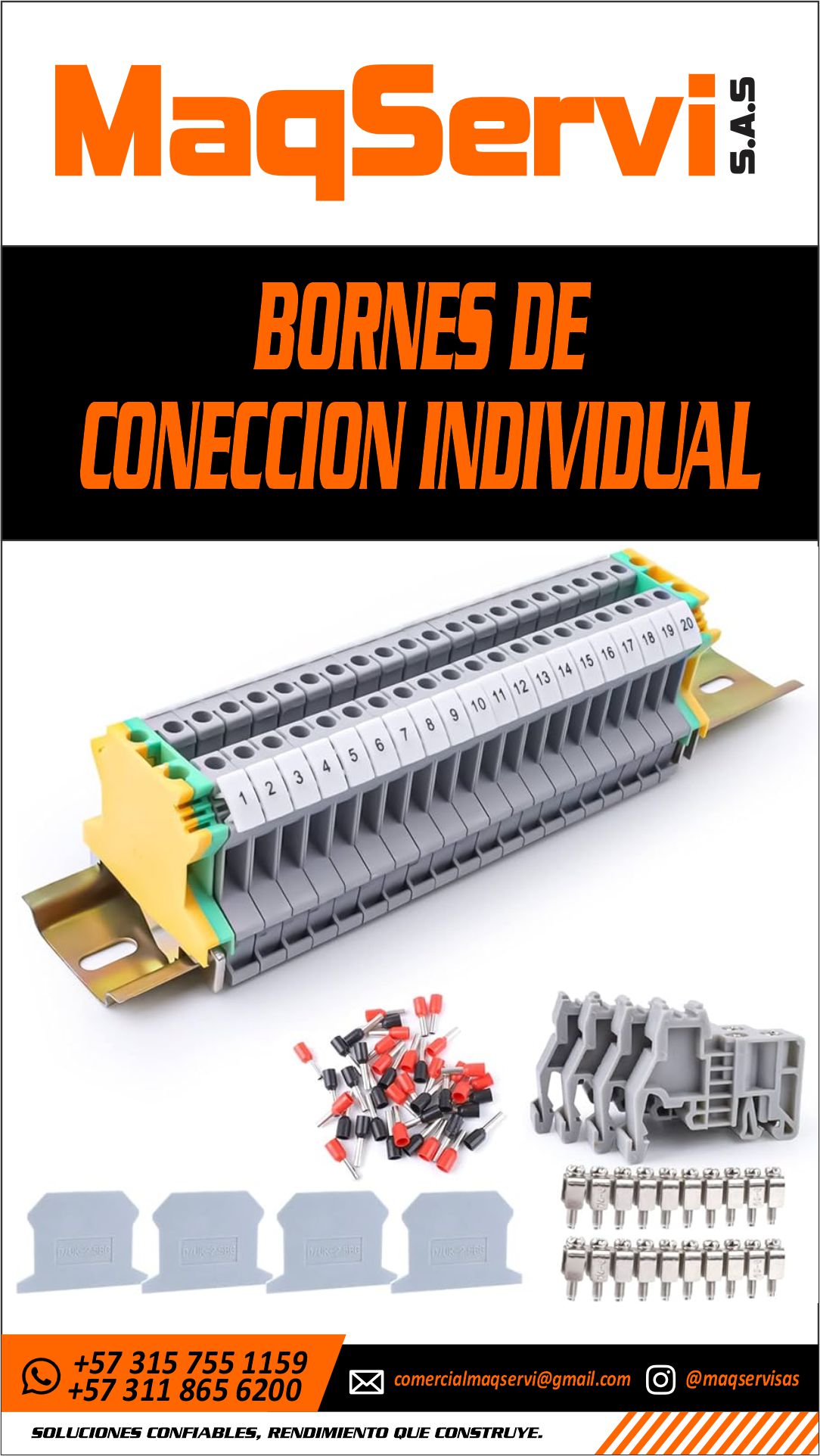 Bornes de Conexión Individual para Riel DIN